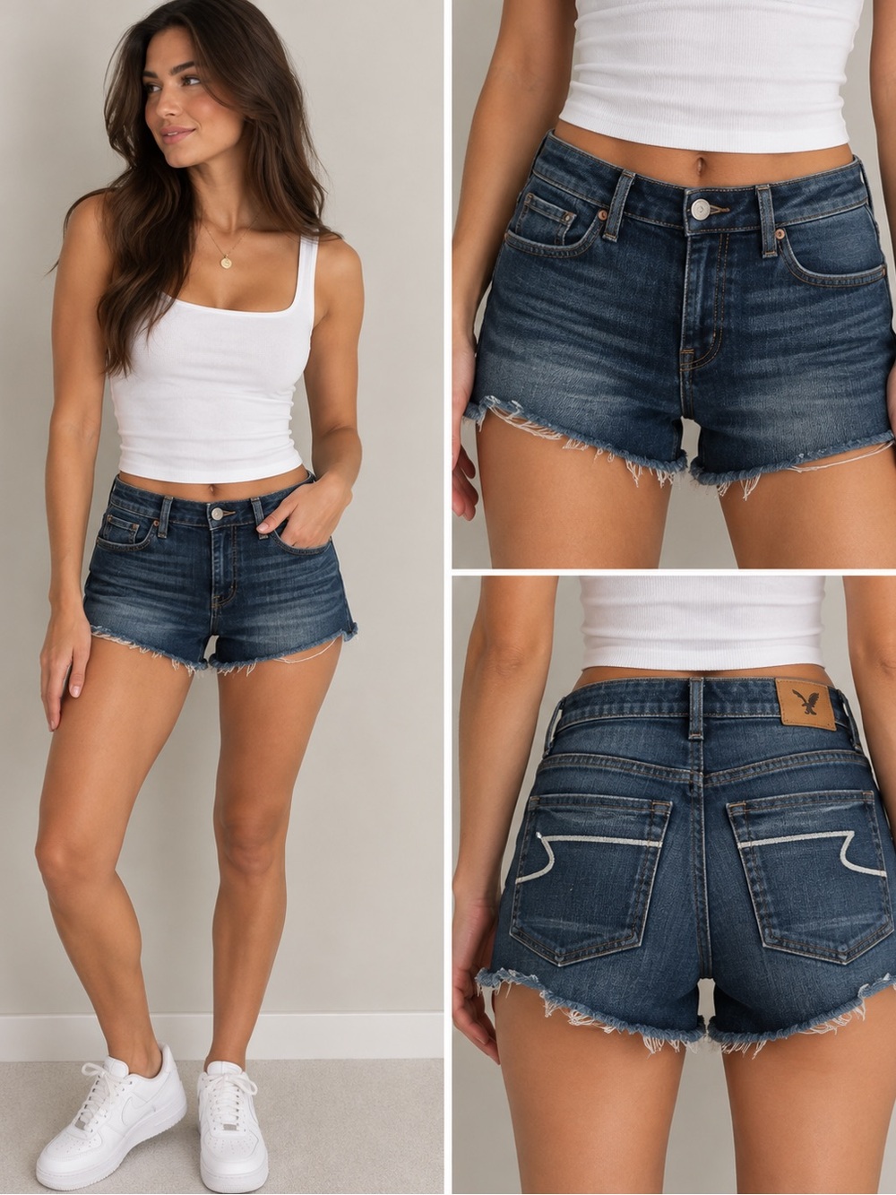 Abercrombie & Fitch High Rise Festival Denim Shorts Size 8 Dark Wash